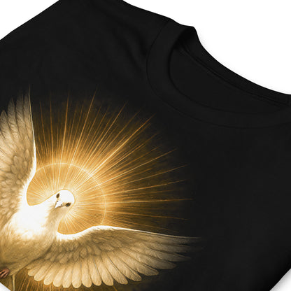 detalle de camiseta espiritu santo jesus en color negro
