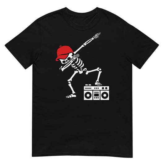 camiseta esqueleto dab boombox negra