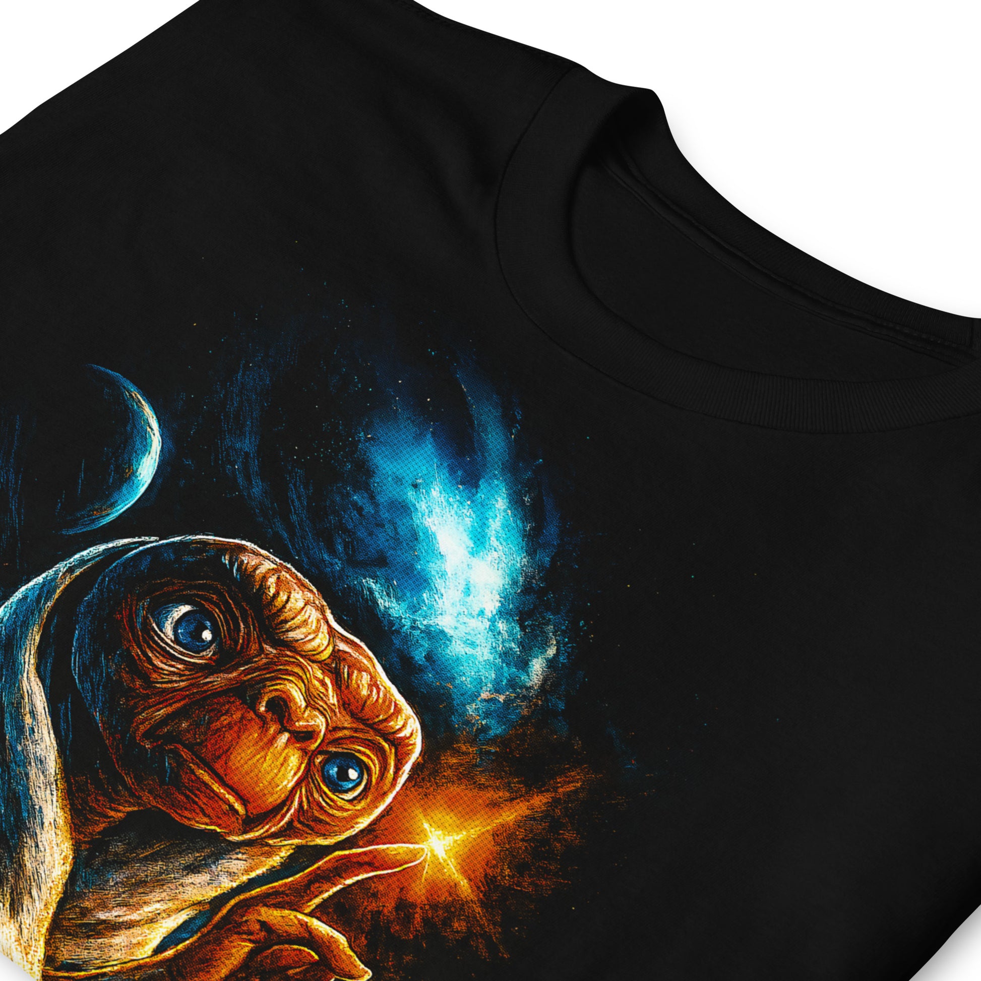 detalle de camiseta et el extraterrestre bicicleta negra