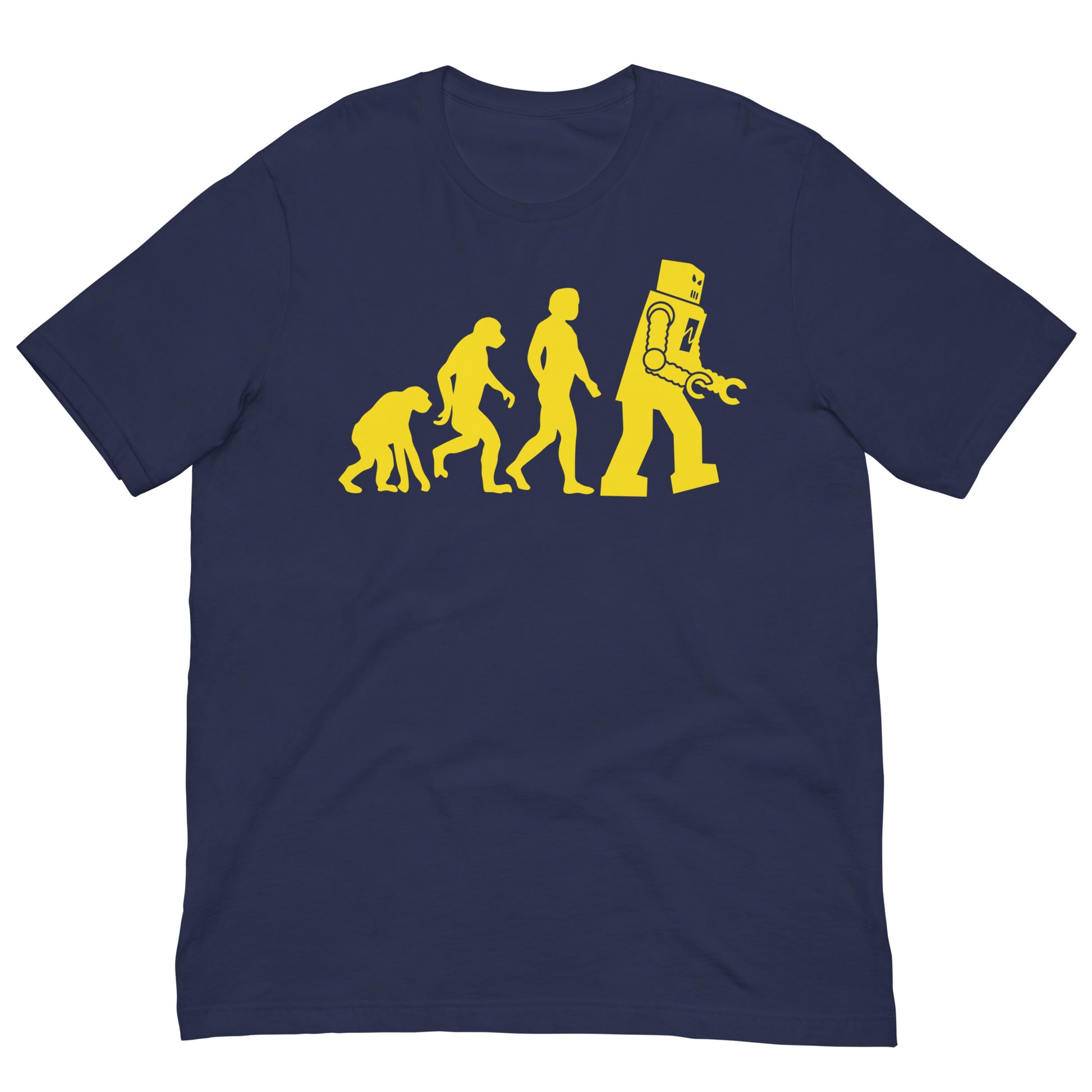 camiseta evolucion humana robot azul marino