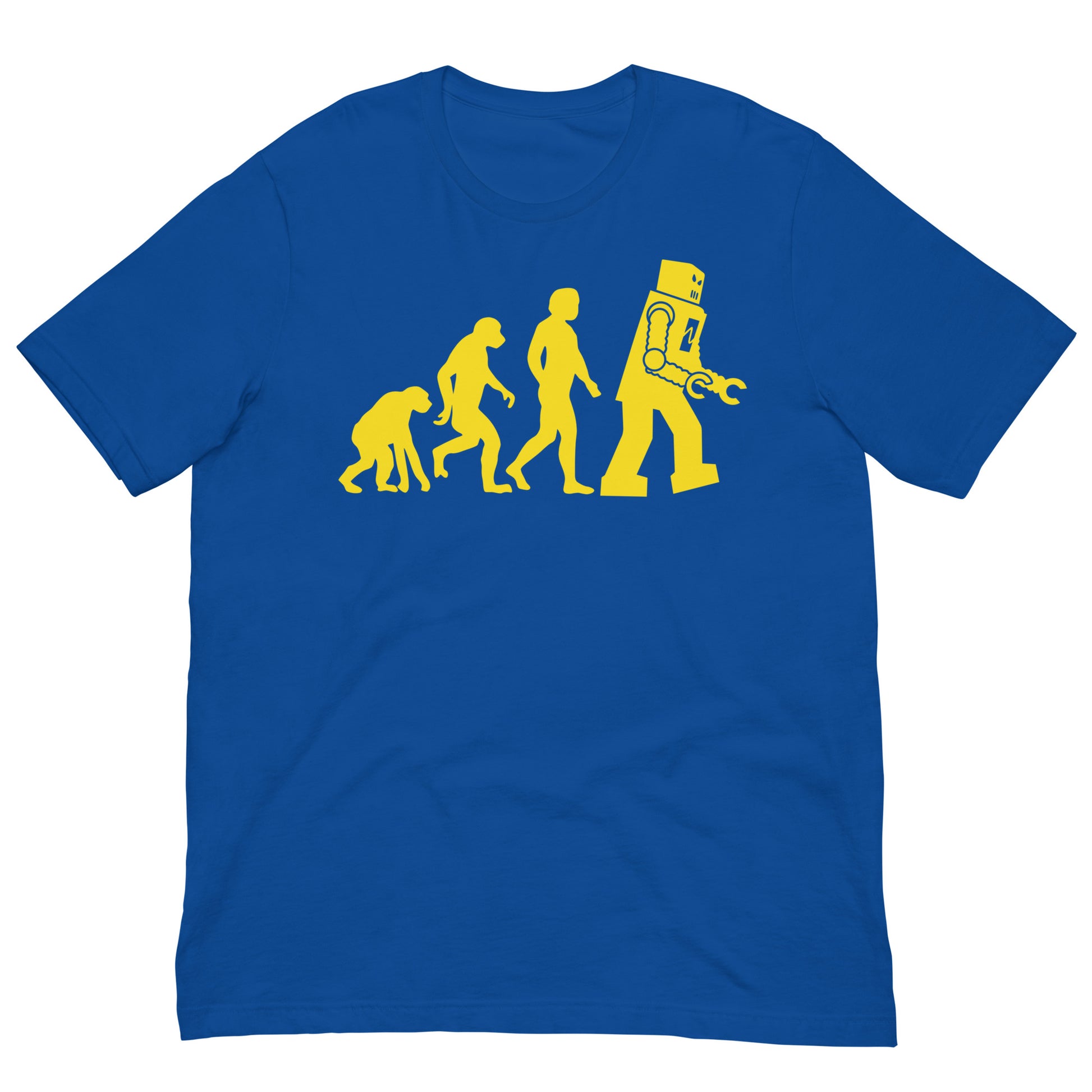 camiseta evolucion humana robot azul royal