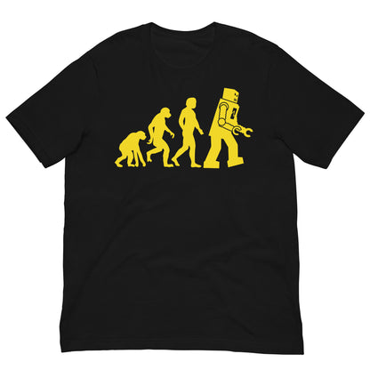 camiseta evolucion humana robot negra