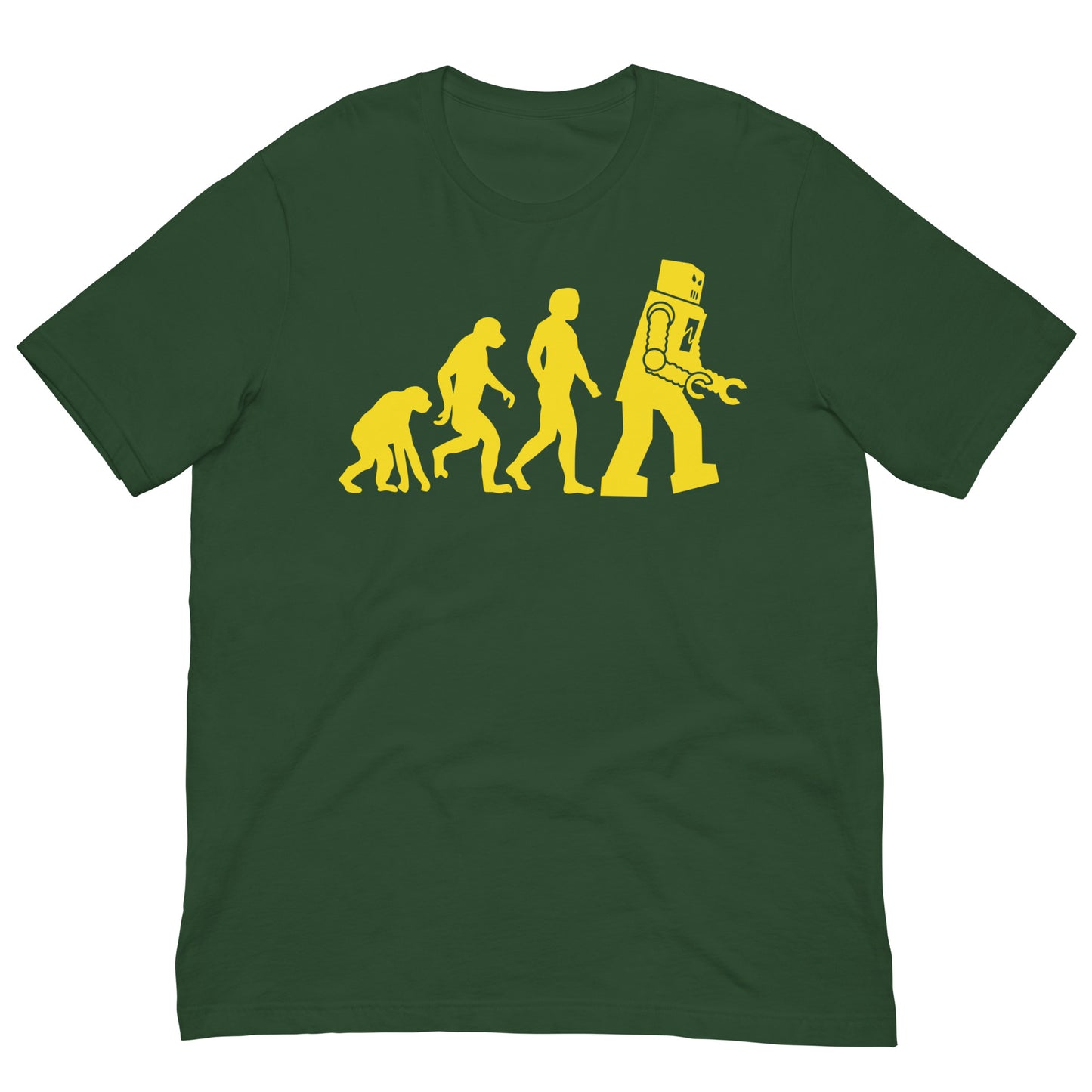 camiseta evolucion humana robot verde botella