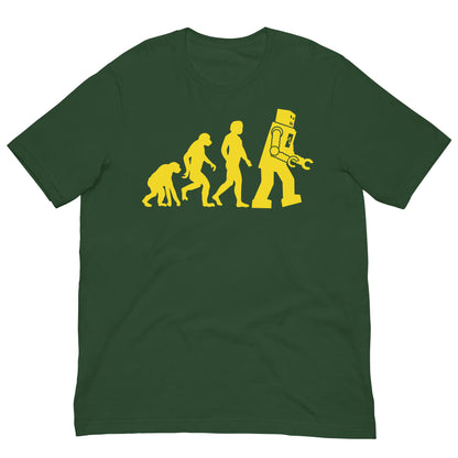 camiseta evolucion humana robot verde botella