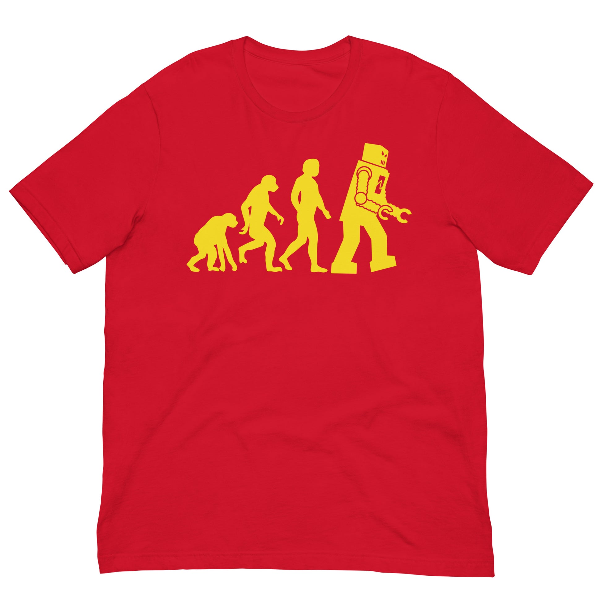 camiseta evolucion humana robot roja