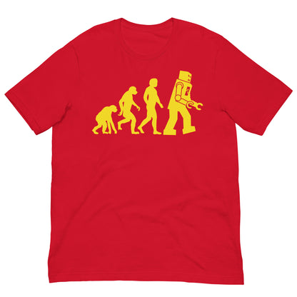 camiseta evolucion humana robot roja