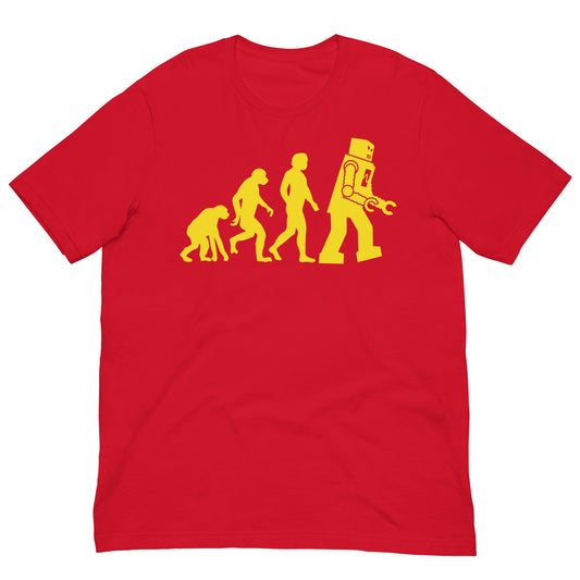 camiseta evolucion humana robot roja