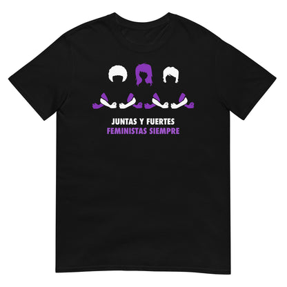 camiseta feminista mujeres unidas negra