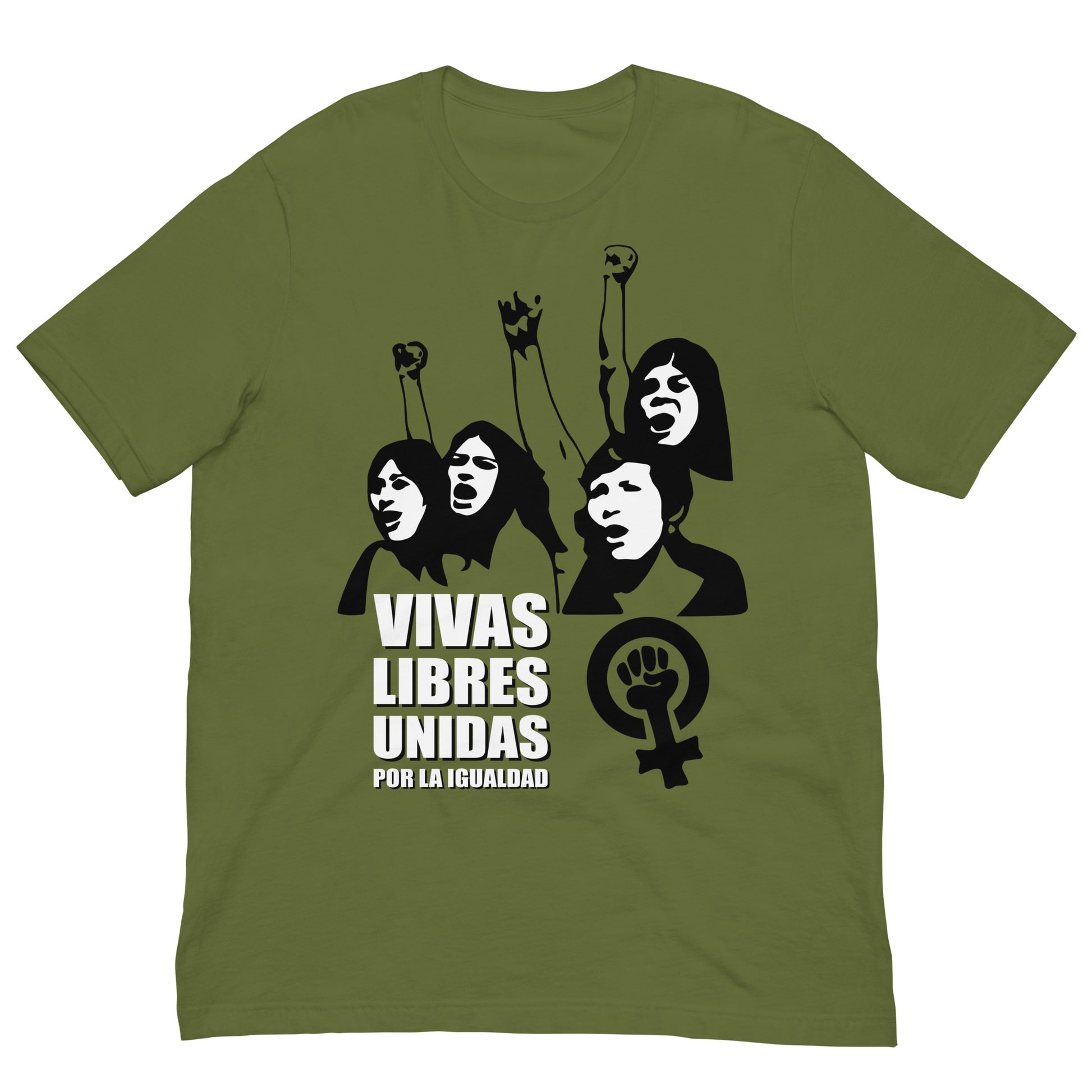 camiseta feminista reivindicativa vivas libres verde oliva