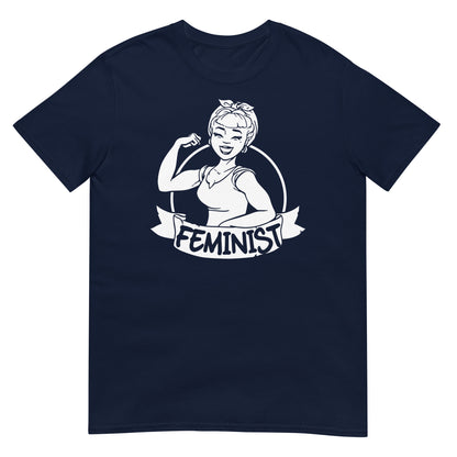 camiseta feminista retro azul marino