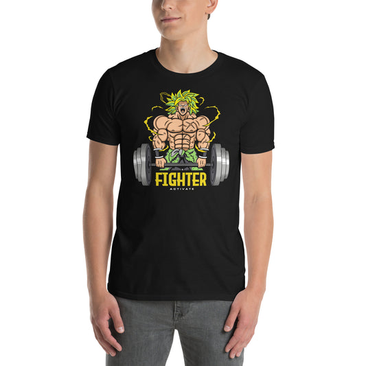 hombre con camiseta fighter activate luchador gym gimnasio fitness en color negro