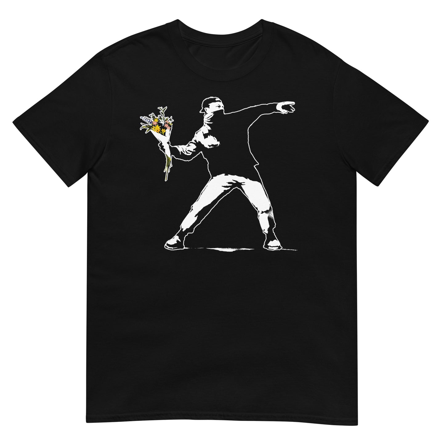 camiseta flower thrower banksy negra