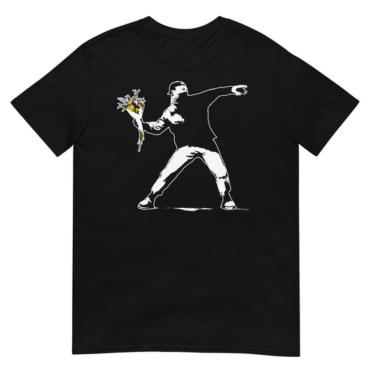 camiseta flower thrower banksy negra