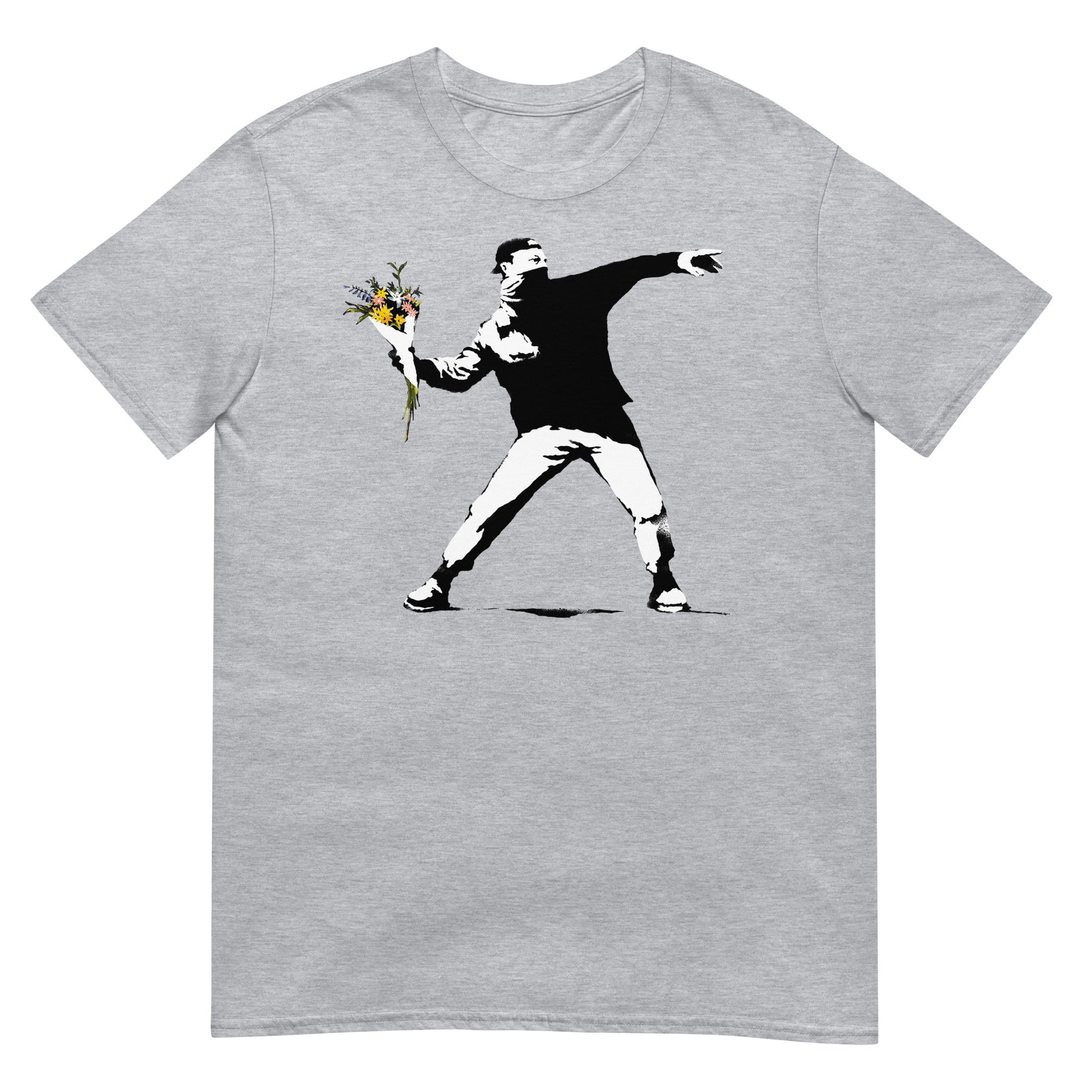 camiseta flower thrower banksy gris