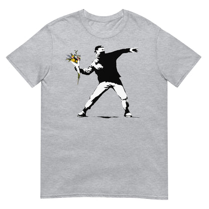 camiseta flower thrower banksy gris