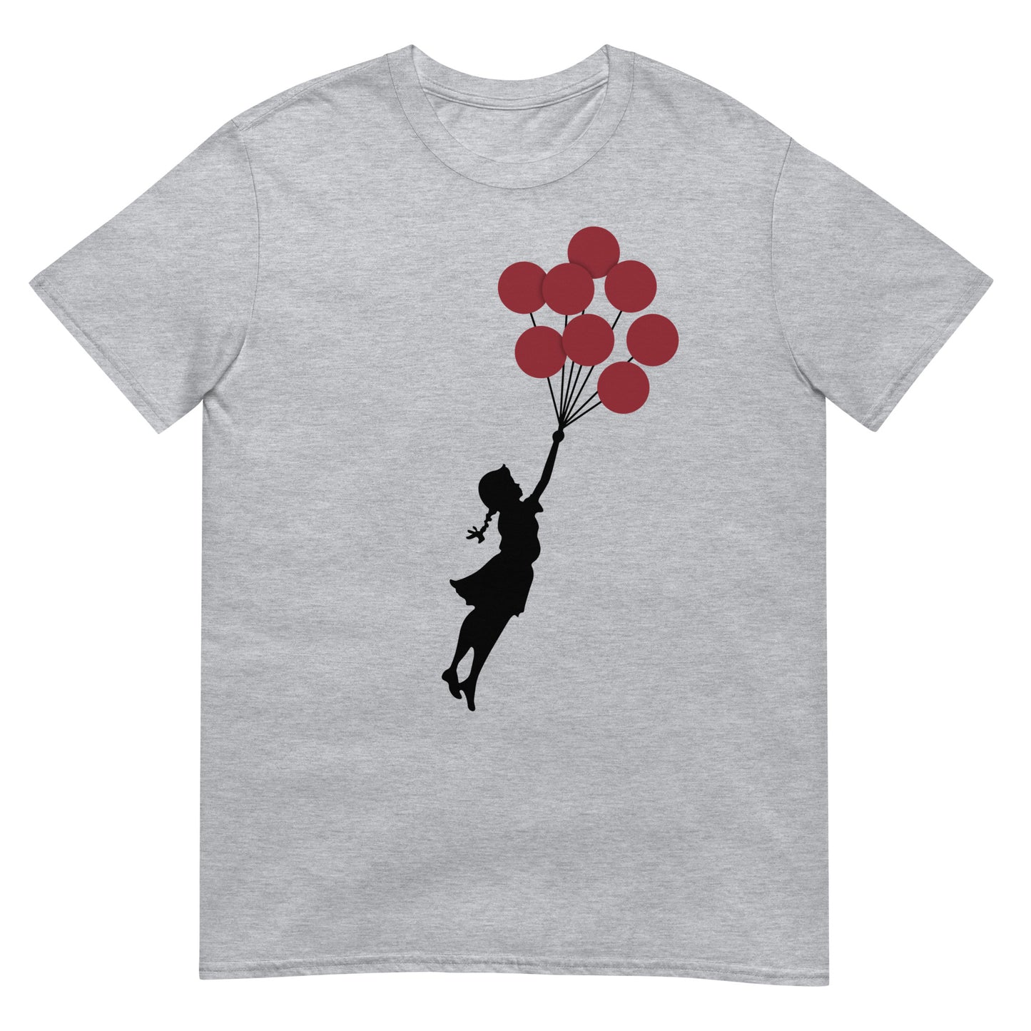 camiseta flying balloon girl arte urbano gris