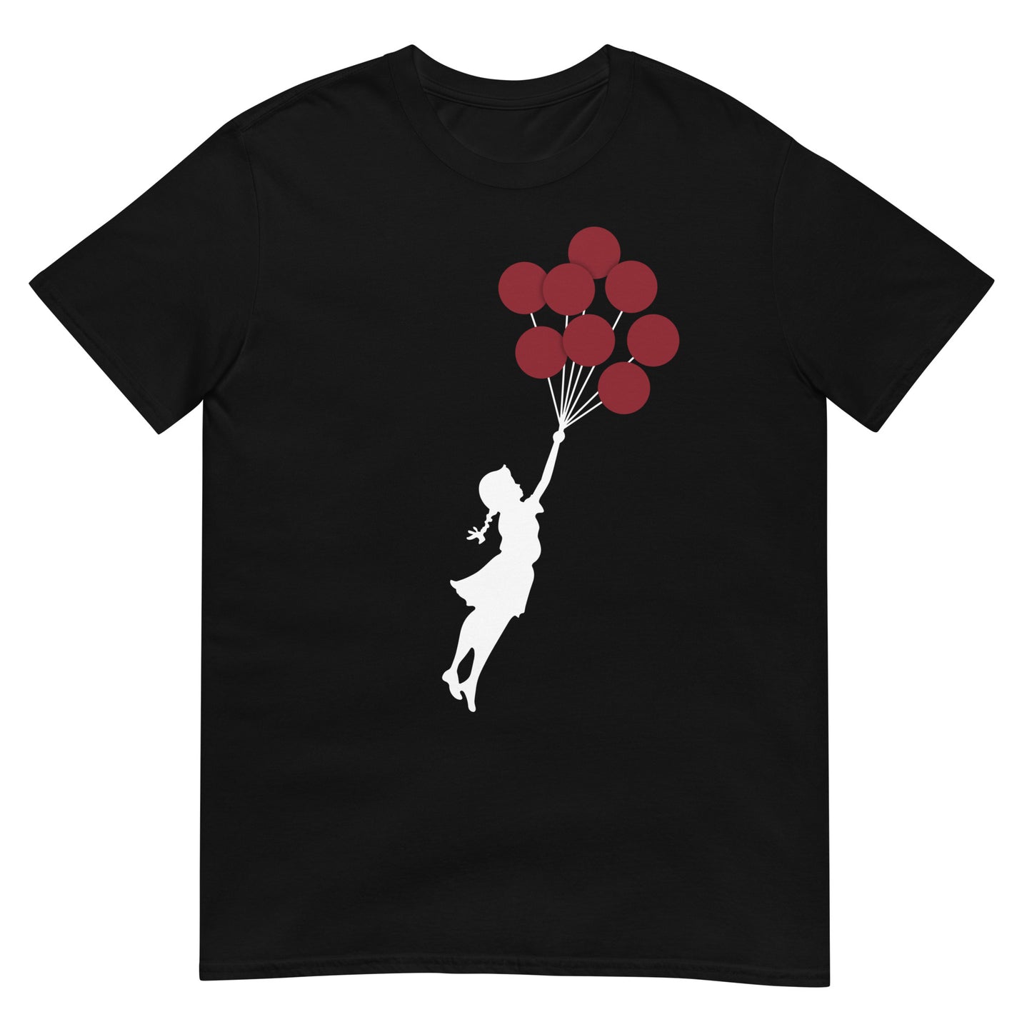 camiseta flying balloon girl banksy nina globos arte urbano negra