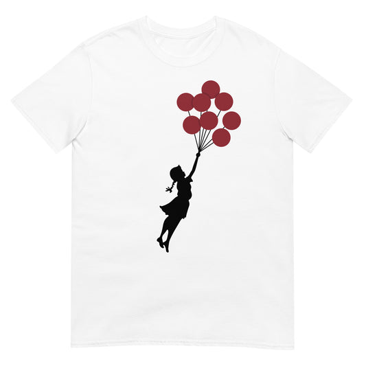 camiseta flying balloon girl banksy blanca