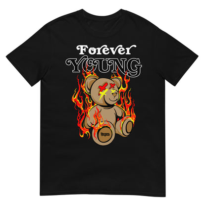 camiseta forever young teddy bear siempre original urban en color negro
