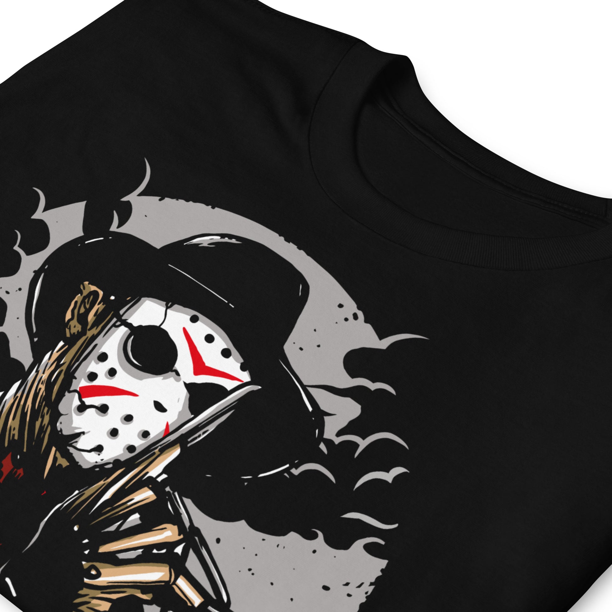 detalle de camiseta freddy jason negra