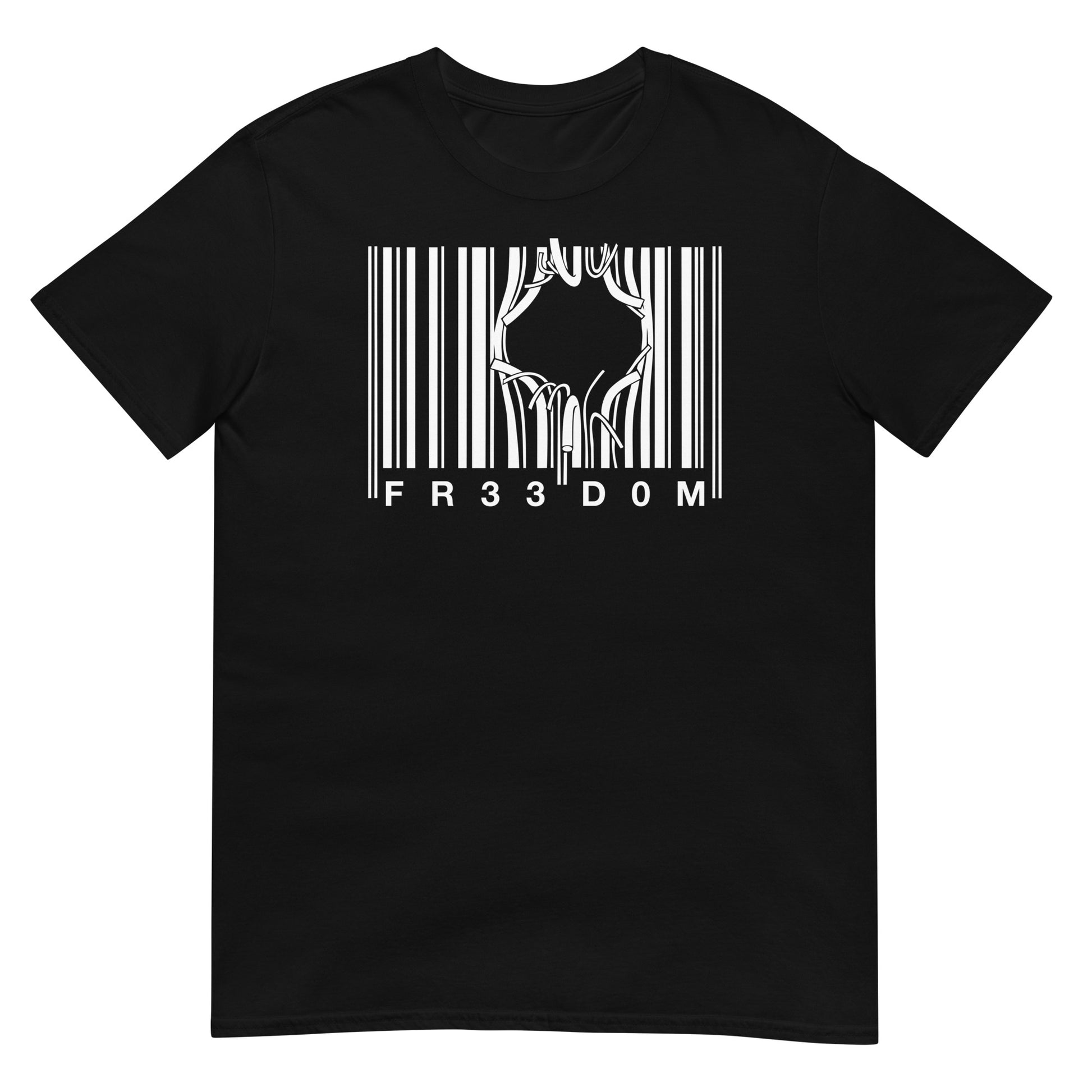 camiseta freedom codigo de barras prision negra