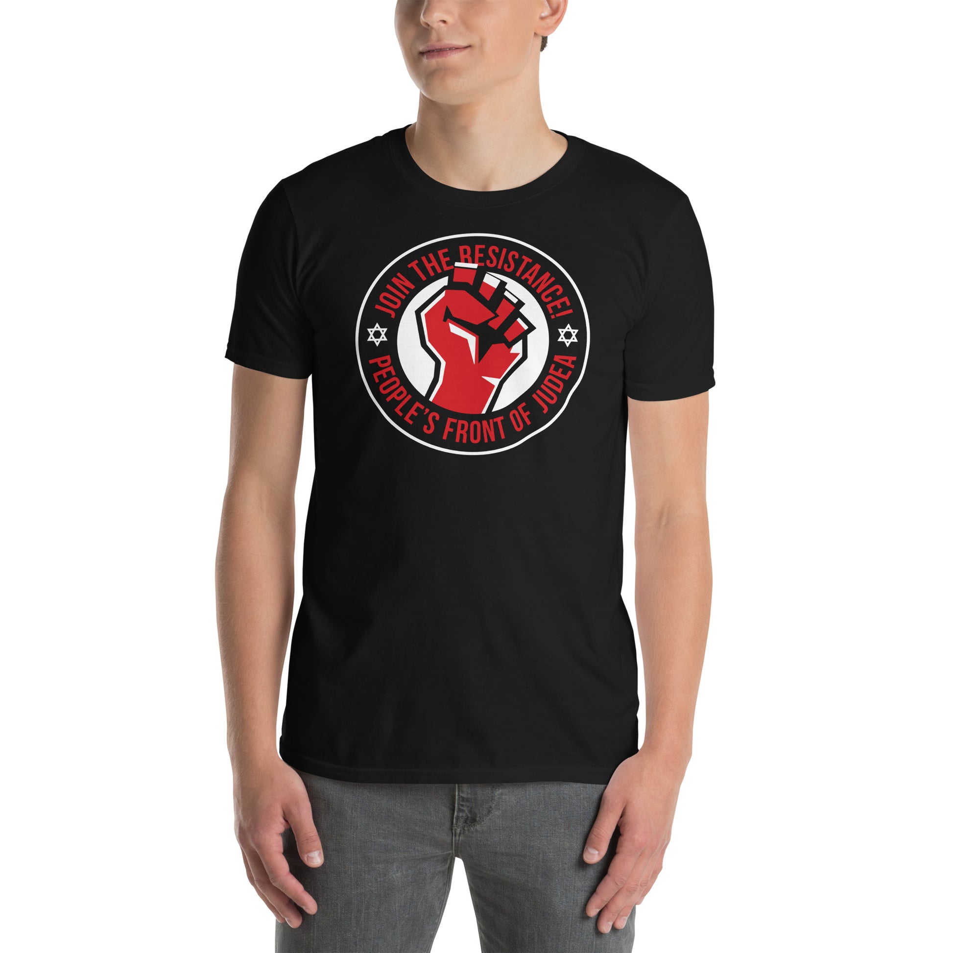 hombre con camiseta frente popular de judea la vida de brian negra
