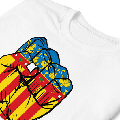 detalle de camiseta fuerza valencia en color blanco