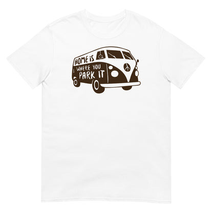 camiseta furgoneta camper hippie blanca