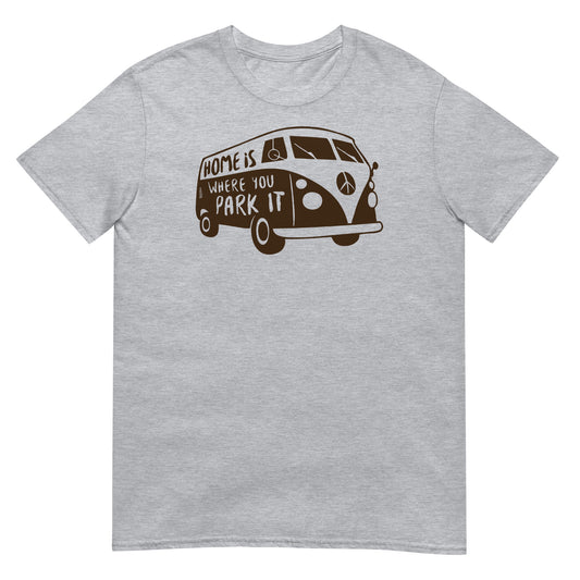 camiseta furgoneta camper hippie gris