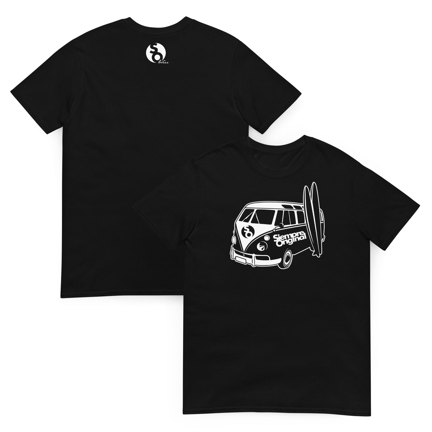 camiseta furgoneta surf delante y detras negra