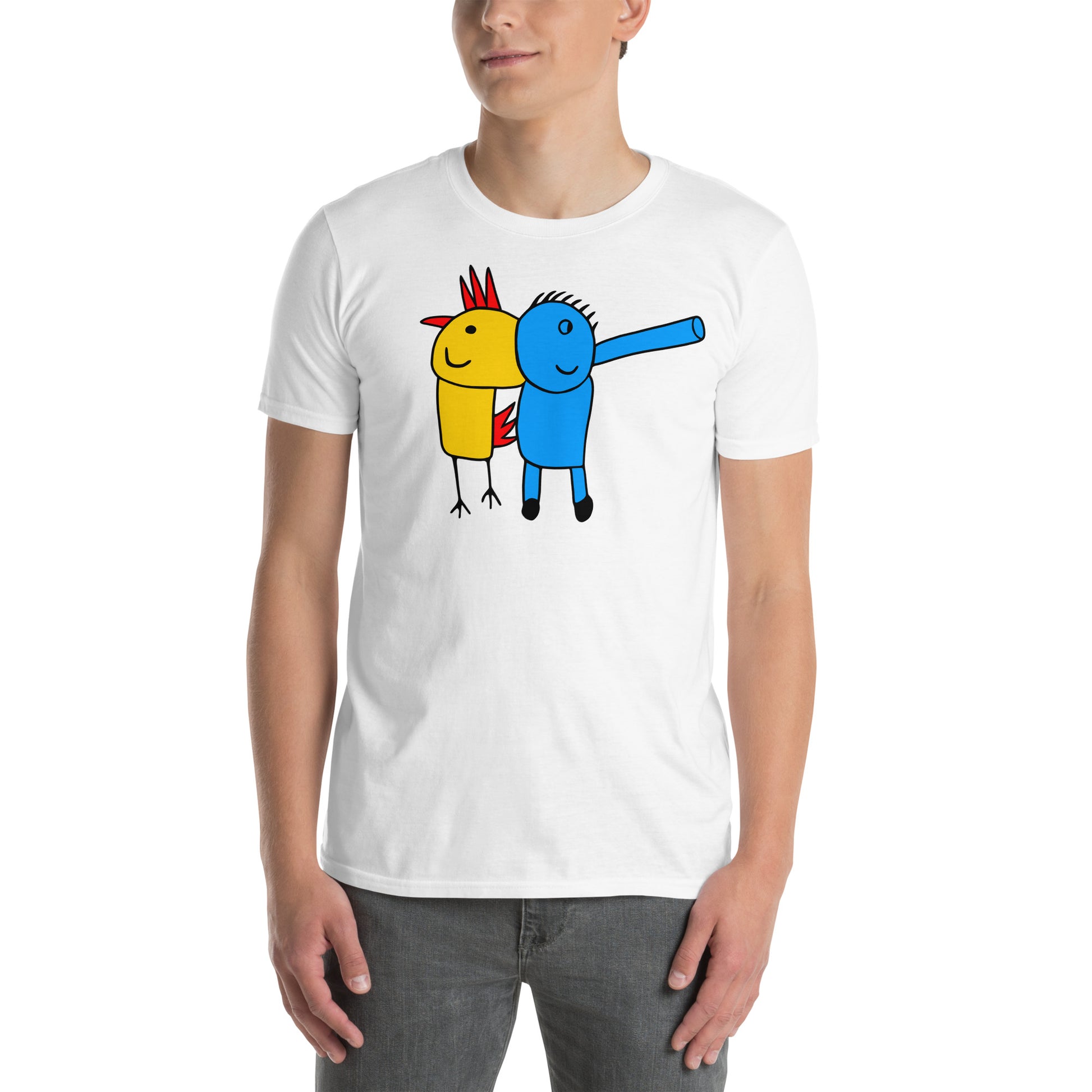 hombre con camiseta gallifante retro blanca