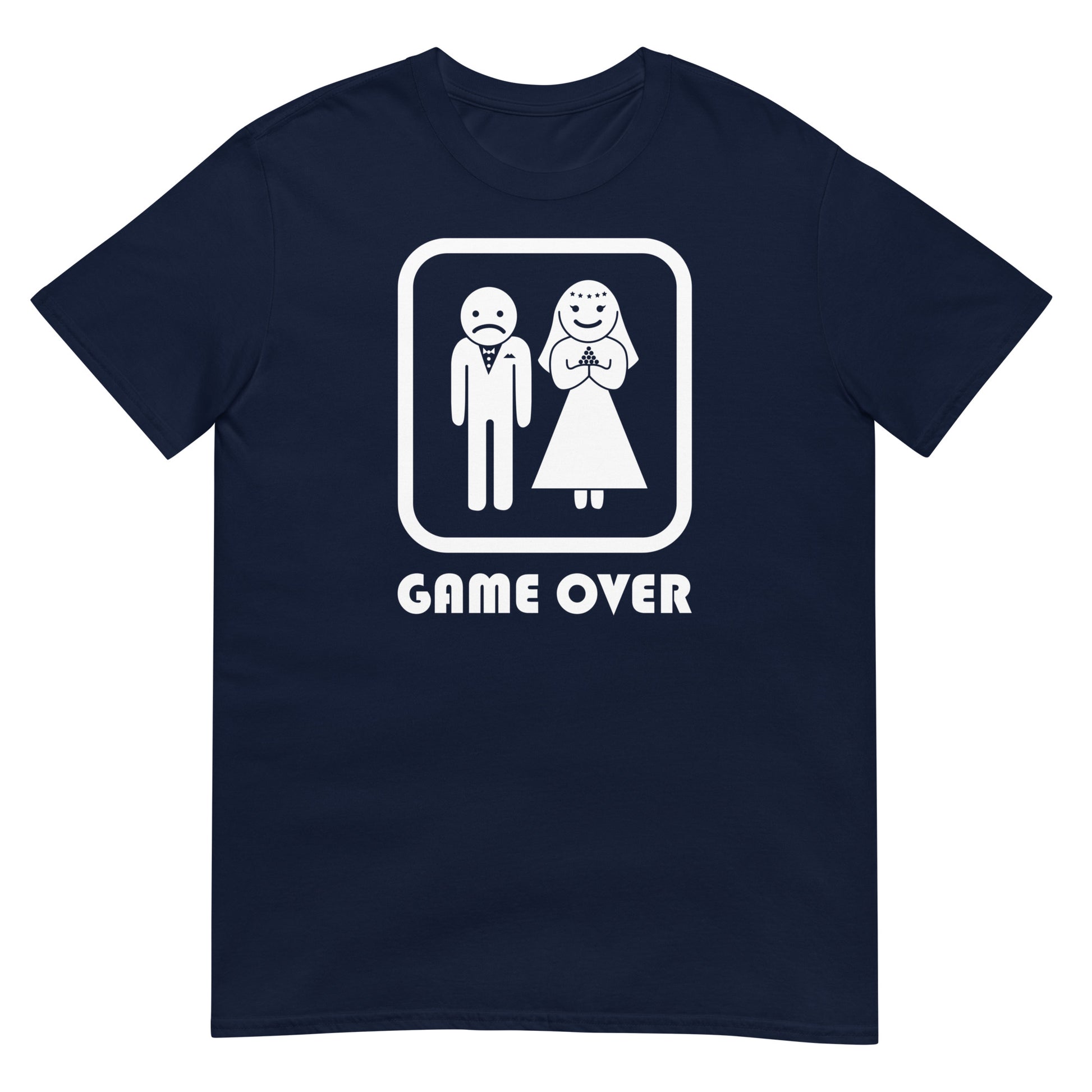 camiseta game over matrimonio boda azul marino