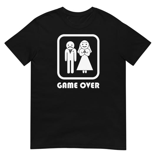 camiseta game over matrimonio boda negra