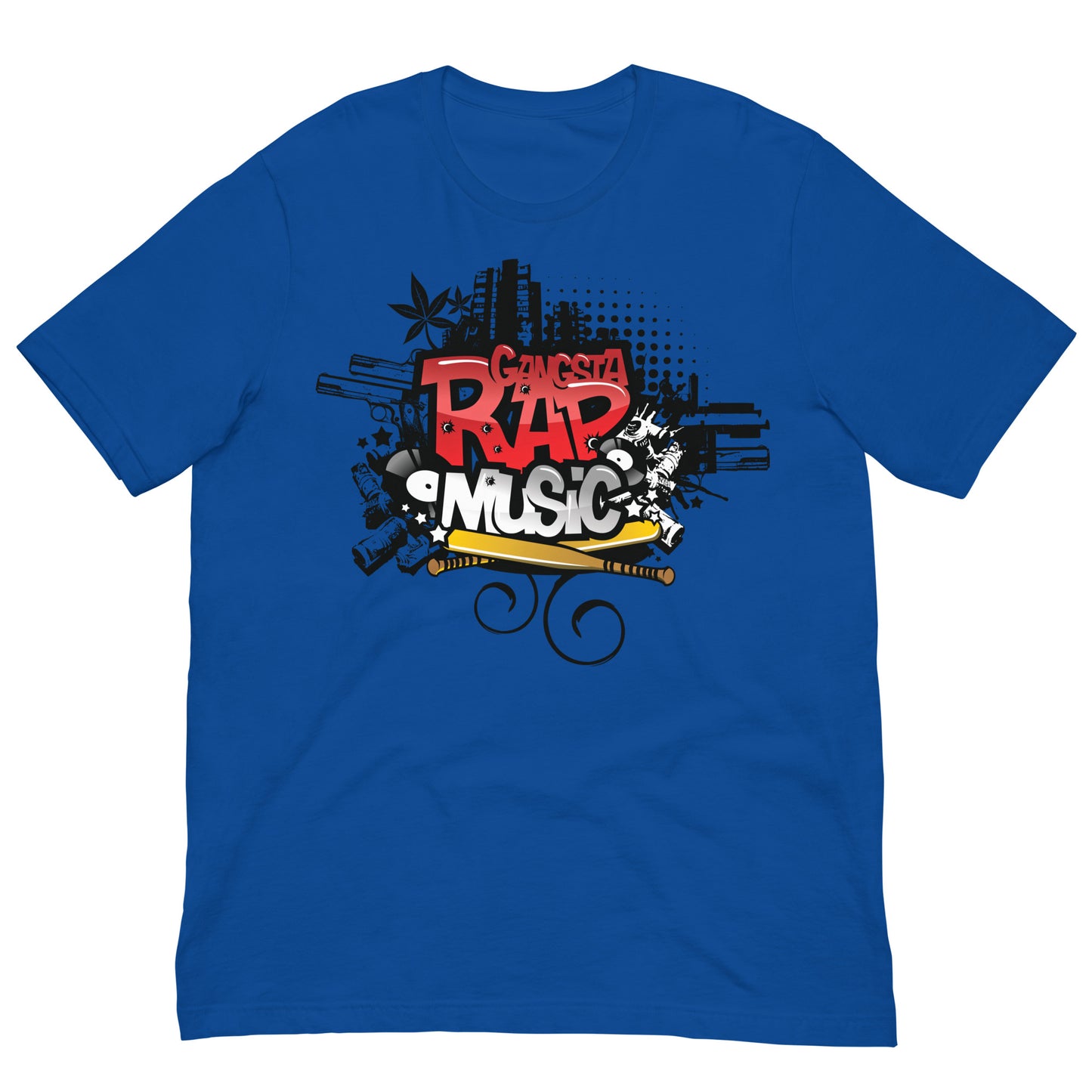camiseta gangsta rap azul royal
