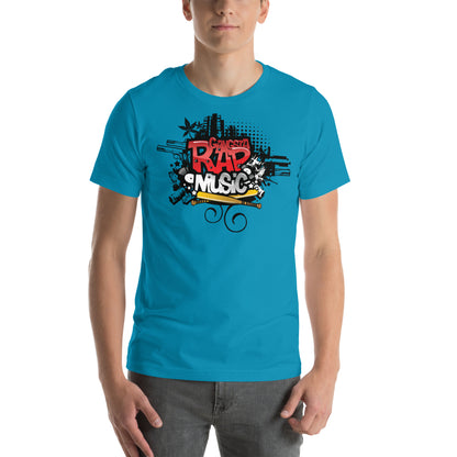 hombre con camiseta gangsta rap azul