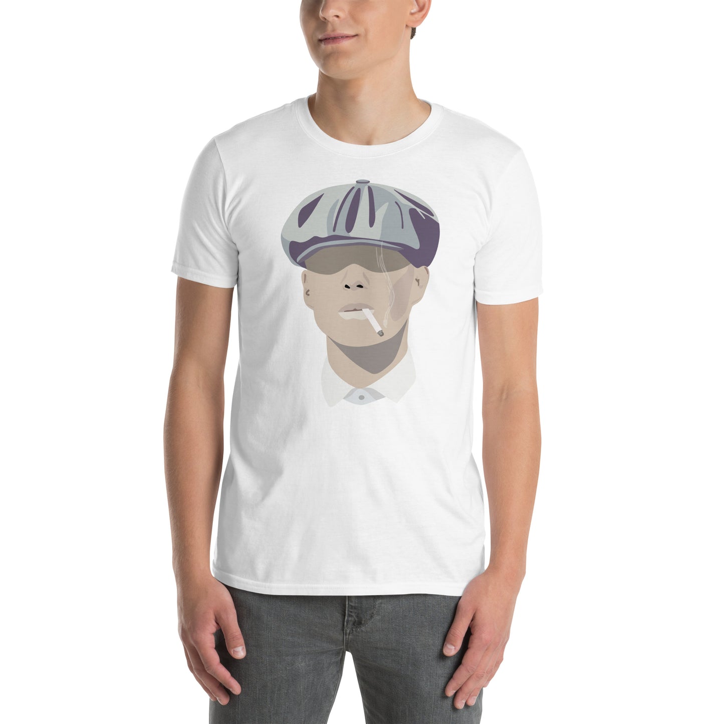 hombre con camiseta peaky blinders tommy shelby blanca