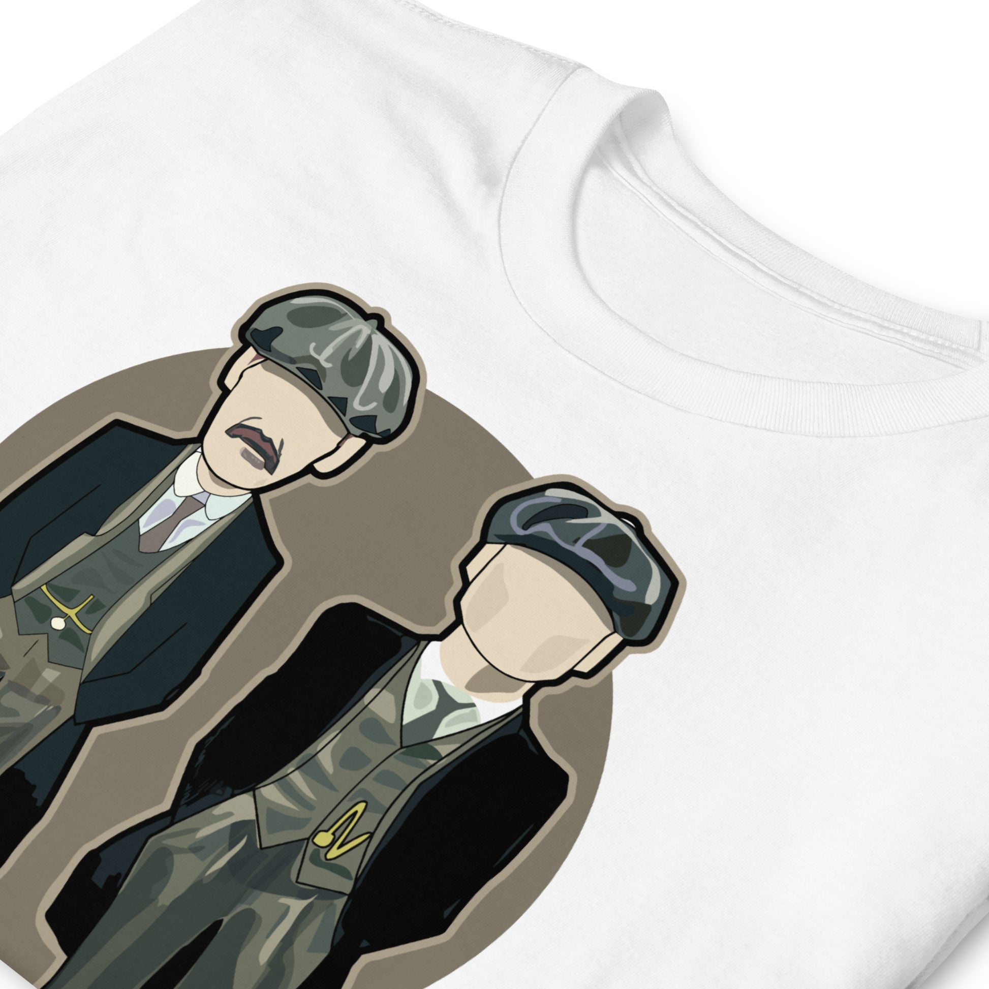 detalle de camiseta peaky blinders tommy arthur blanca
