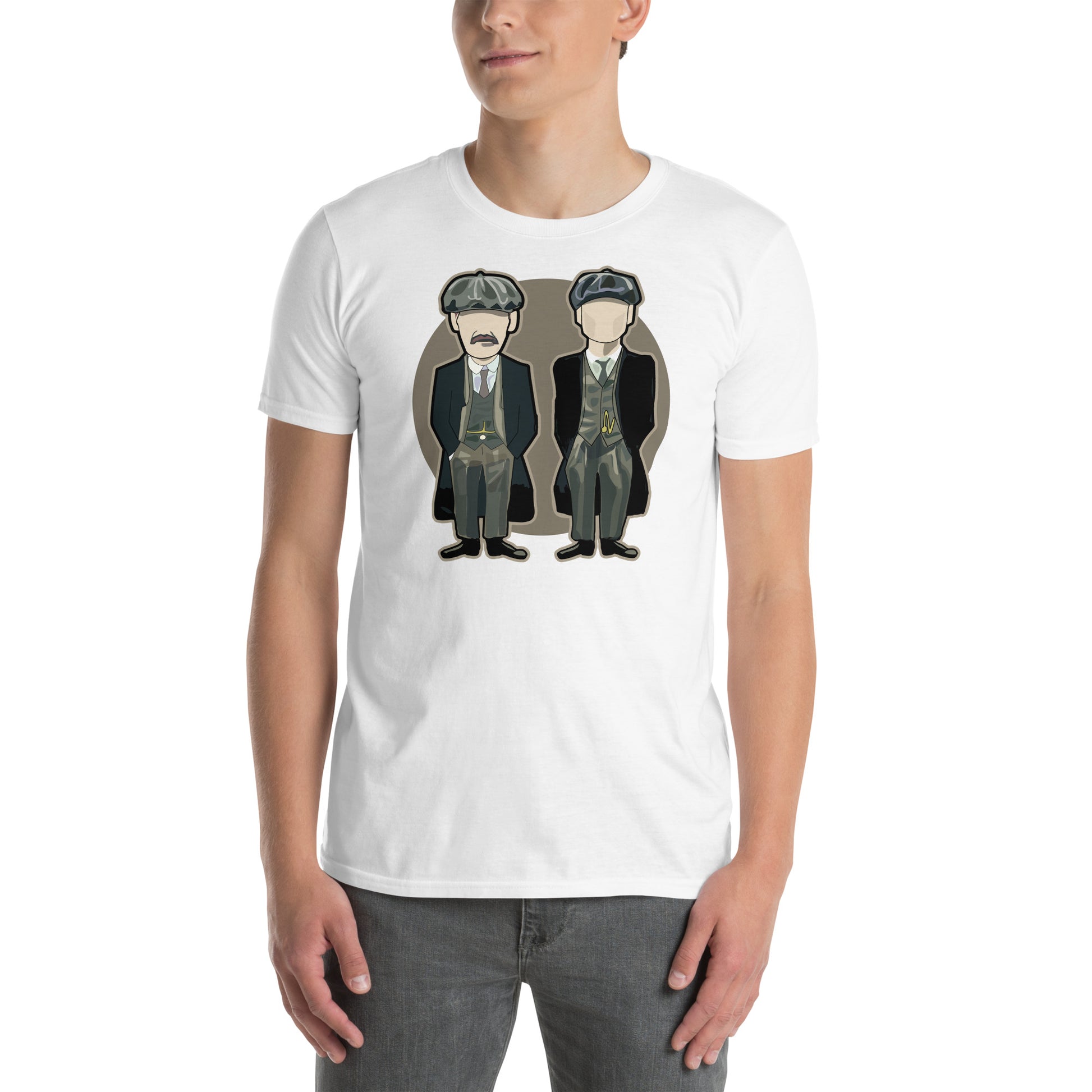 hombre con camiseta peaky blinders tommy arthur blanca