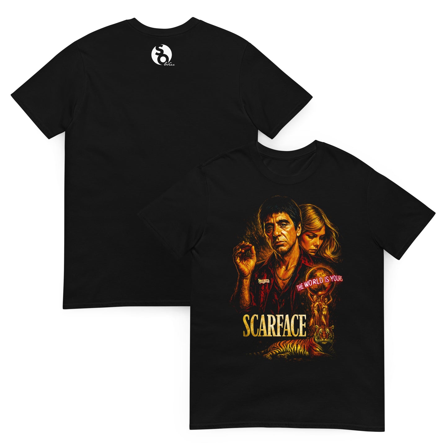 camiseta scarface tony montana delante y detras negra