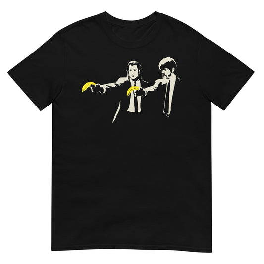 camiseta gangsters with banana banksy negra
