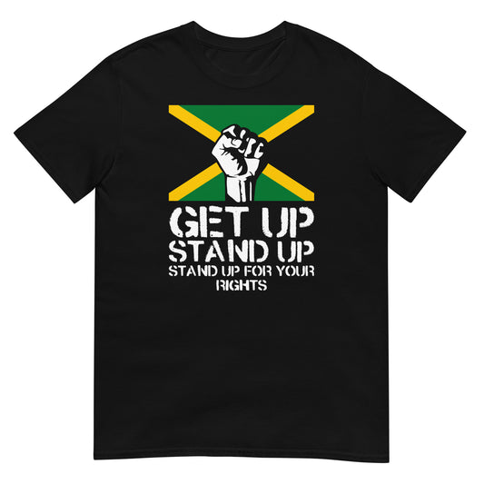 camiseta get up stand up reggae negra