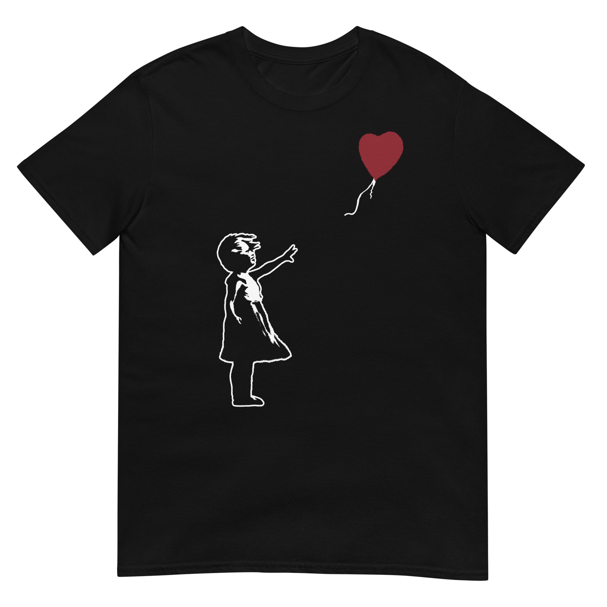 camiseta girl with balloon banksy negra