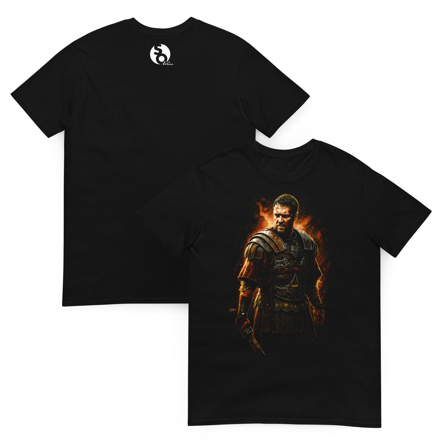 camiseta maximo gladiator delante y detras negra