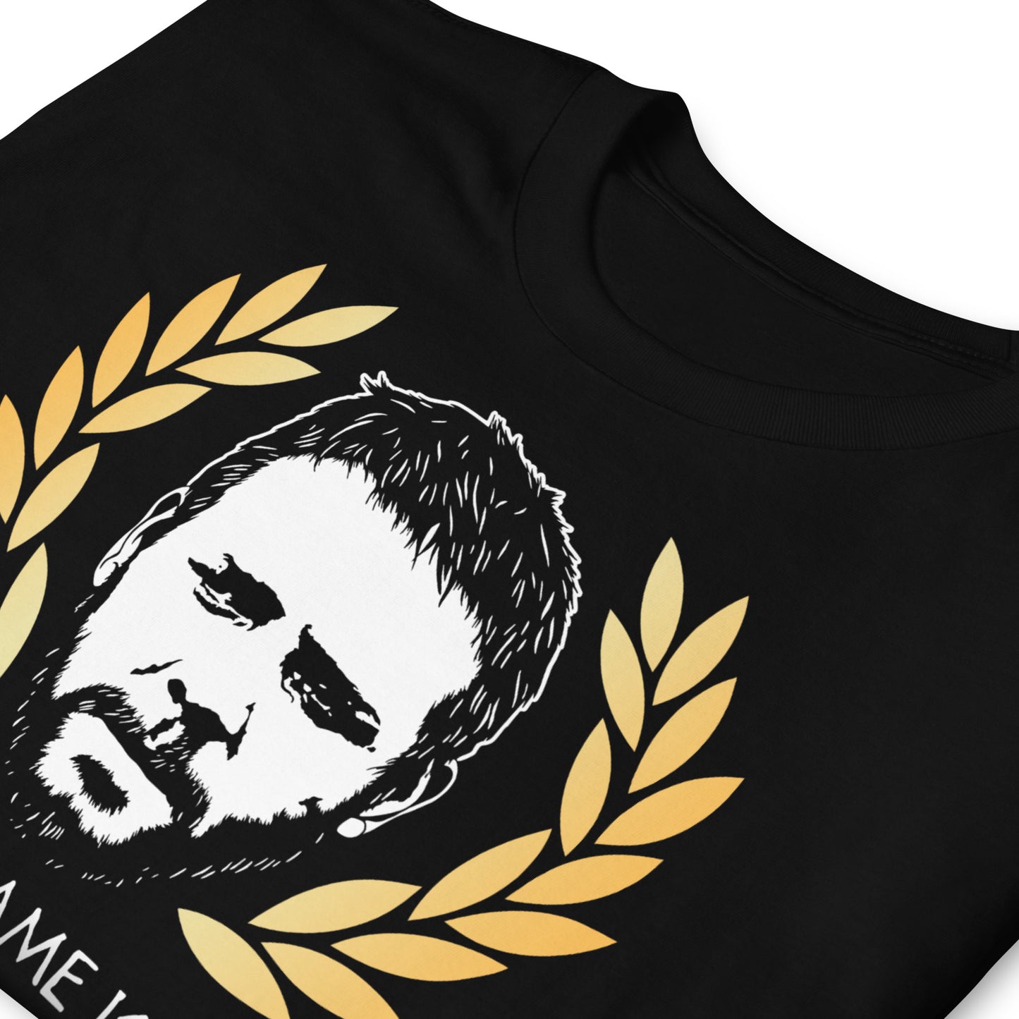 detalle de camiseta gladiator negra