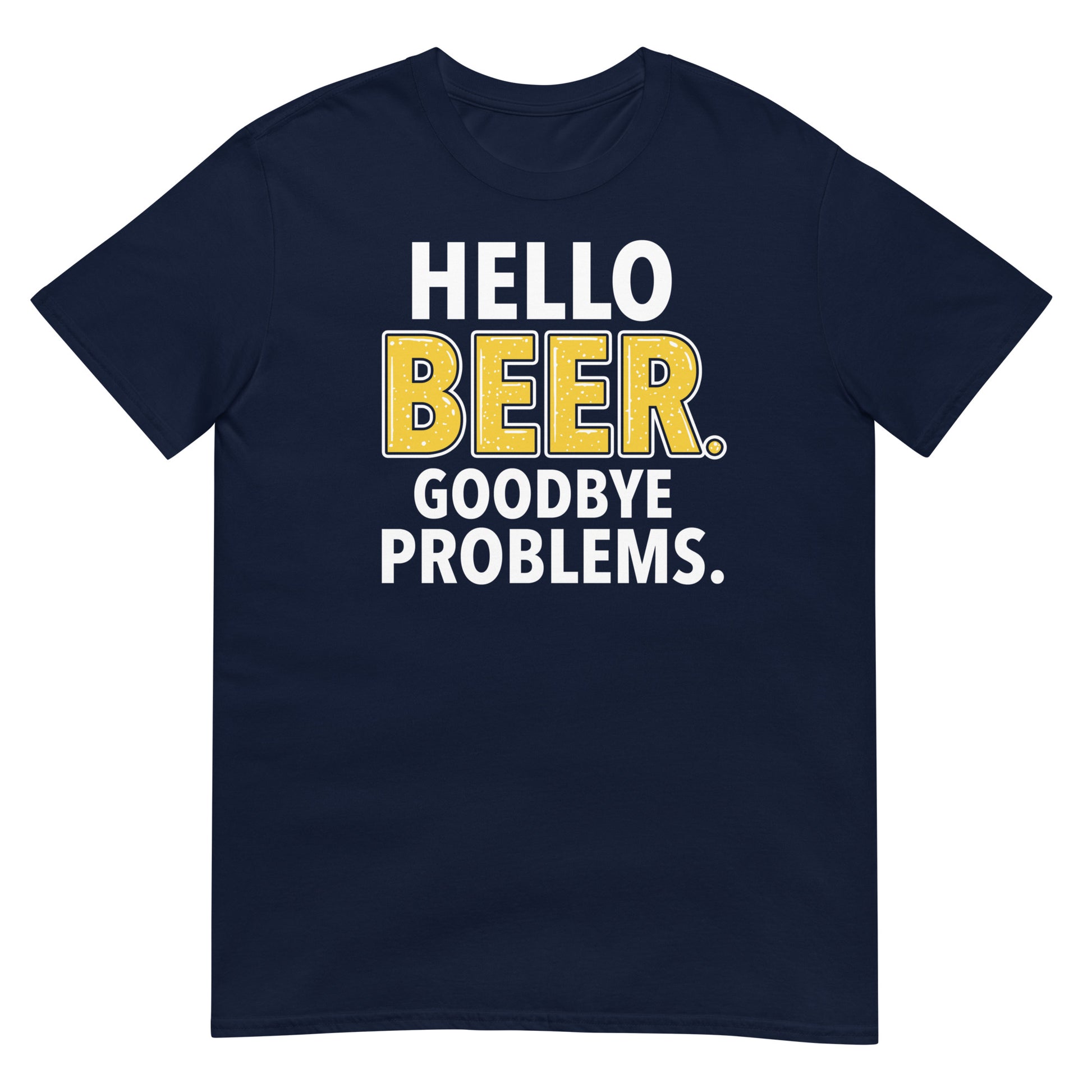 camiseta hello beer goodbye problems cerveza azul marino