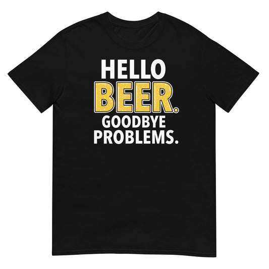 camiseta hello beer goodbye problems cerveza negra