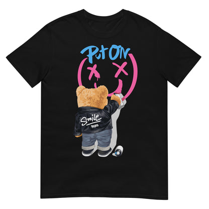 camiseta graffiti put on smile teddy bear siempre original urban en color negro