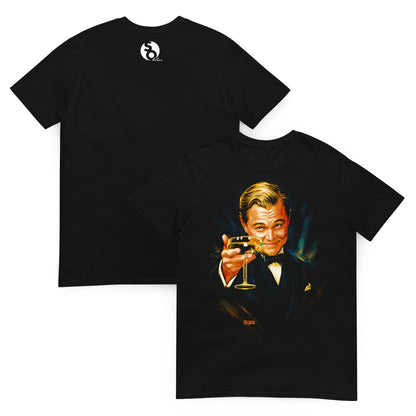 camiseta el gran gatsby brindis dicaprio delante y detras negra
