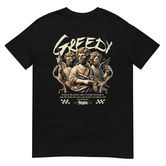 camiseta greedy codicioso angeles siempre original urban en color negro