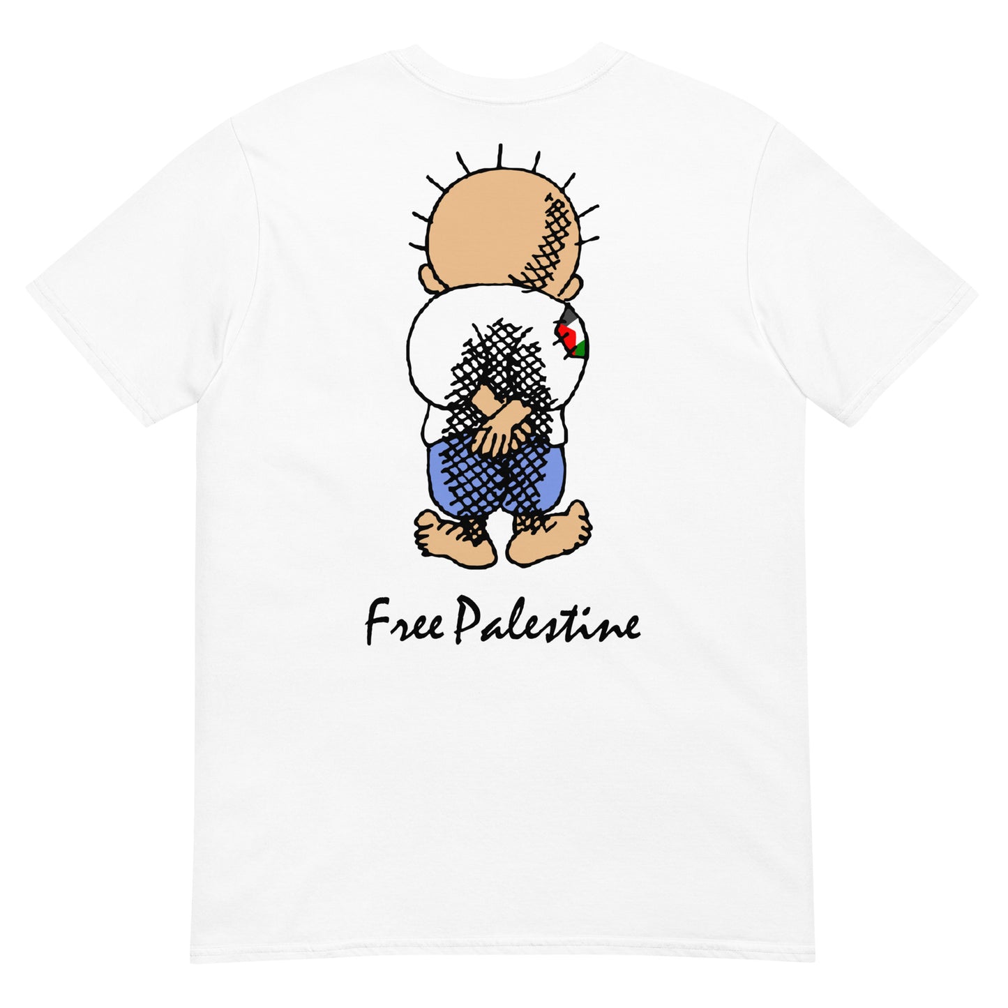 camiseta handala palestina libre free palestine gaza israel en color blanco